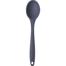 Trendexa Silikon Servis ve Yemek Hazırlama Kaşığı, Yumuşak Uç, Komple Silikon, 27 Cm, Antrasit, Yanmaz Yapışmaz, Tencere Çizmez, 1 Adet