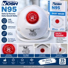 NIOSH N95 Valfli Toz Maskesi Nıosh Partikül Filtreli Solunum Koruyucu Maske FT-N058 – 25 Adet