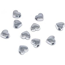 Trendexa Gümüş Kaplama Oval Kalp, 7 Mm, (10 Adet)
