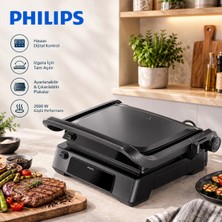 Philips 7000 Serisi Izgara ve Tost Makinesi, Hassas Dijital Kontrol, Sıcaklık Probu,tam Açılır, Ayarlanabilir Çıkarılabilir Plakalar, 8 Ön Ayar Işlev