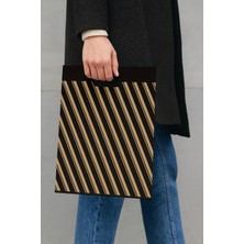 Yok Yok Ambalaj Takviyeli Diagonal El Geçme Mağaza Poşeti 50 Adet 50 X 60 Cm Şerit Desenli Alışveriş Poşeti