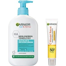 Trendexa Saf&temiz Nemlendiren Temizleyici 250 ml ve C Vitamini Günlük Uv Korumalı Güneş Yüz Kremi SPF50 40 ml Cilt Bakım Seti