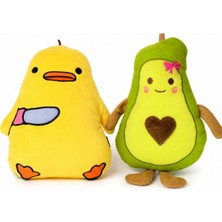 Esdishopping Kalp Desenli Avokado - Katil Civciv Uyku Arkadaşı ve Peluş Oyuncak 35 cm 2 Li Peluş Hediye Paketi