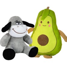 Esdishopping Peluş Eşek + Avokado Yastık 2’li Set | Yumuşak Peluş Oyuncak ve Uyku Arkadaşı | Hediye Seti