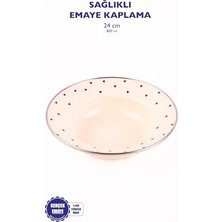 Trendexa Salata Tabağı, Emaye Black Cupid Çukur Makarna 24 cm