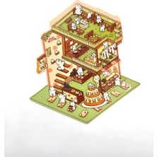 Trendexa Dıy Tavşan Pastanesi Tasarlama, 2 Yaprak, 122 Adet 3D Diorama Izometrik Sticker Seti