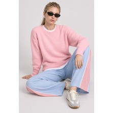 Happiness İstanbul Yün Karışımlı Oversize Triko Kazak 4270 LKİ0062 Pembe
