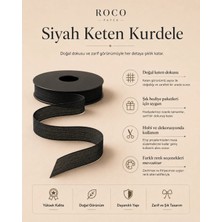 Roco Paper Co. Siyah Keten Kurdele 2,5 cm x 20 Metre, Hediye Paketi ve Hobi Şeridi, Ambalaj ve Süsleme Kurdelesi