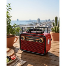 Teknodayım Müzik Kutusu Bluetooth Bağlantılı El Fenerli Nostaljik Tasarım Radyo