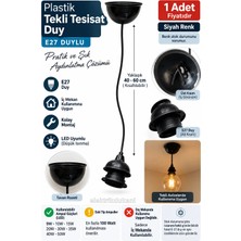 Ay Avize SİYAH Plastik Hazır Takım Tekli Tesisat E-27 Duylu Kablo