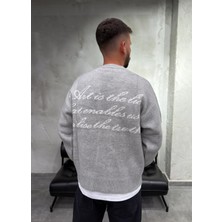 Difransel Jeans Art Life Metinli Bisiklet Yaka Gri Kazak