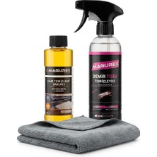 Magurex Vıp Demir Tozu Jant Temizleyici 800ML + Cam Sabunu 400ML + Mikrofiber Bez Set