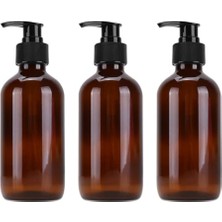 Trendexa 3'lü Paket Boş Amber Cam Şişeler 250 ml Doldurulabilir Cam Pompa Şişeleri Saç Kremi; Losyon, Krem ve Kozmetik Için