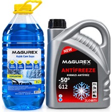 Magurex Kırmızı Organik Antifriz 3l + Kışlık Cam Temizleme Suyu 3l Seti -30°c Koruma
