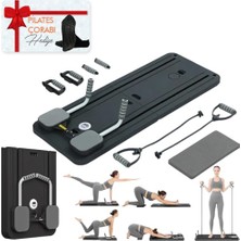 Trendexa Çok Fonksiyonlu Egzersiz Aleti; Pilates Reformer, Direnç Bantlı, Ev Tipi Istasyon Tahtası, Zamanlayıcılı, Çorap Hediyeli (Siyah)