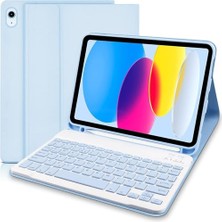 Trendexa Ipad (A16) 10. Nesil 2022/2025 Uyumlu Bluetooth Türkçe Q Klavyeli Kılıfı (Tablet Değildir)