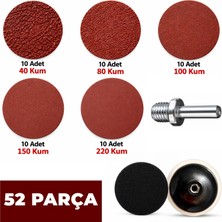 Titex Cırt Zımpara Seti 115 mm | 52 Parça | Matkap Aparatlı | Ahşap ve Metal Uyumlu | Karma Kum