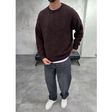 Difransel Jeans Basic Bisiklet Yaka Trend Kahve Kazak