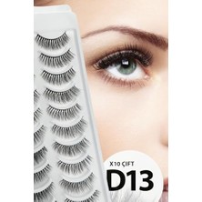 Trendexa Doğal Görünümlü Ipek Bütün 10'lu Takma Kirpik Seti, 10 Çift, Model: D13