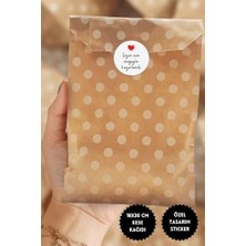 Trendexa 10 Adet Puantiye Desenli Kese Kağıdı (18X30 Cm), Büyük Boy Hediye Paketi ve Sticker Seti Tek Ebat
