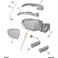 Spj Peugeot 3008-3008 - 5008 2017-2023 Elektrık Otomatik Katlanır Ayna Sinyalli Alt Aydınlatmalı Isıtma Sensörlü Astarlı Sağ (Oem NO:1635224280)