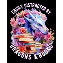 Trendexa Easily Distracted By Dragons And Books: Cute Dragon Sketchbook 8.5'' x 11'' With Blank Paper For Dragon Lovers, Doodling Or Sketching., Large Sketchbook For Drawing