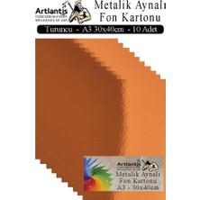 Trendexa Metalik Aynalı Fon Kartonu 10'lu A3 30X42 cm 1 Paket Okul Sınıf Dekoratif Pırıltılı Folyo Kağıt Dekoratif Anasınıfı Kreş Turuncu