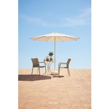 Huteras Bahçe Şemsiyesi 225 cm Yuvarlak Kiwi Klipsli Kolay Açılır Balkon Teras Şemsiyesi Krem