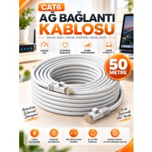 Cat6 RJ45 Ethernet Kablosu Yüksek Hızlı Internet ve Network Ağ Kablosu 50 Metre