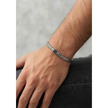 Modahilye 925 Ayar Gümüş Erkek Bileklik Künye - 20 cm x 6 mm Genişliğinde