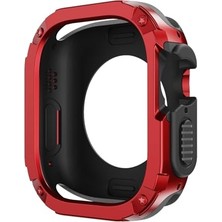 Trendexa Çerçeve, Bbtech Watch 9/8/se/7/6/5/4 Seri Uyumlu 44 Mm/45 mm Akıllı Saat Çift Katman Armor Kasa Koruyucu Kırmızı