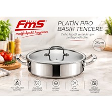 Fms Platin Pro | Çizilmez | 26 cm Basık Tencere | Indüksiyon Uyumlu | Yanmaz Yapışmaz