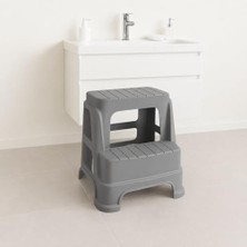 Trendexa Çocuk Basamak Taburesi 2 Katlı Kaydırmaz; Bebek Tuvalet Eğitimi ve Banyo Lavabo Basamağı, Çocuklar Için Plastik Pratik Yükseltici Tabure (Gri)