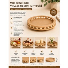 Eymen Hobi Tasarım Eymen Hobi Mdf Boncuk Detaylı Yuvarlak Sunum Tepsisi 37X37X6 cm