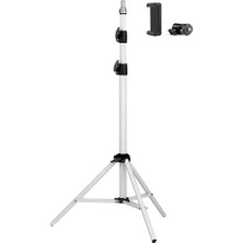 Trendexa 200 cm Beyaz Tripod Standı; Projeksiyon, Telefon ve Işık Için Ball Head ile Telefon Tutucu