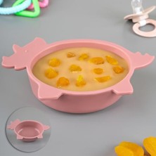 Trendexa Gergedan Figürlü Silikon Bebek Mama Kasesi, Şekilli Bebek Beslenme Kasesi, Pembe