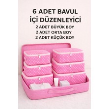 St. Morritz 6 Parça Pembe - Bavul Organizer Seti Filesiz Desenli – Hurç ve Çanta Takım