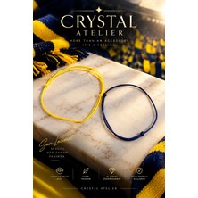 Crystal Atelier Sarı Lacivert Taraftar Bileklik Sarı Lacivert İp Bileklik Kaydırmalı Kilit Ayarlanabilir Makrome Örgü Unisex El Yapımı