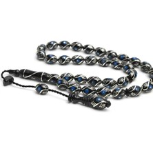 Blackcraft Oltu Taşı Beyzi  Çeşmi Bülbül Mavi Işlemeli Tespih