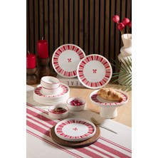 St. Morritz Handmade 11 Parça Ribbon Ayaklı Sunum Standlı Kahvaltı Takımı - Kurdelalı Kahvaltı Takımı