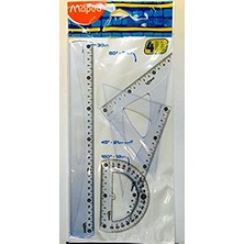 Trendexa 4 Adet 30 cm Geometrik Seti. Mavi Renkli (242830) Cetvel; Açı Ölçer, Kare Seti