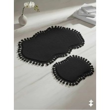 St. Morritz Modern Saçaklı Çift Kafa Banyo Paspası Takımı 60X100+50X60