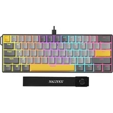 Trendexa 61 Tuş Mekanik Gaming Klavye, Kablolu Red Switch, Hot-Swap Rgb, Kompakt 60% Düzen, Type-C Usb, N-Key Rollover, Windows Android Uyumlu, NK61, Siyah Sarı