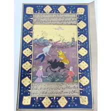 Hasyılmaz Urdu Metinli Av Tasviri Adlı El Yapımı Minyatür Resim 28X17,5 cm