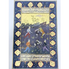 Hasyılmaz Üç Figürlü Av Tasviri Adlı El Yapımı Minyatür Resim 28X17,5 cm