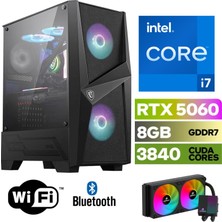 MSI Şafak-Gaming Pc Intel Core I7 13700F 32GB Ddr4 Ram Rtx 5060 8gb 500GB Nvme M.2 SSD Sıvı Soğutmalı Win 11 Pro Masaüstü Oyuncu Bilgisayar