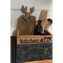 St. Morritz Çok Amaçlı Ahşap Kutu Mutfak Kitchen Yazılı Düzenleyici Organizer Yağdanlık Kalemlik