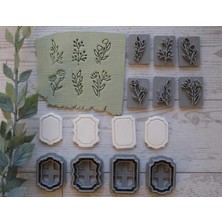 Craftelle 10'lu Botanik Figürlü Özel Tasarım Polimer Kil ve Hamur Kalıbı Seti