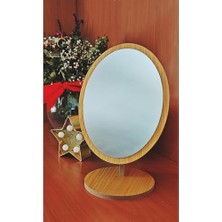 Trendexa Ayn-9 Oval Ahşap Masaüstü Makyaj Aynası