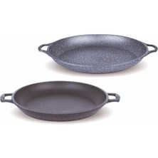 Trendexa G3021 Gri Granit Döküm Çift Kulplu Gözleme Tavası 36 cm
